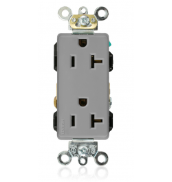 Leviton,Tomacorriente Decora Doble 15/20 A 125 V Gris Uso Industrial, 16362-GY, LEV16362GY