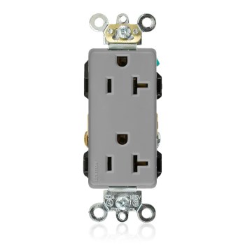 Leviton,Tomacorriente Decora Doble 15/20 A 125 V Gris Uso Industrial, 16362-GY, LEV16362GY