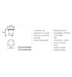 Estevez,RINGO IP67 3W LED LUZ NEUTRA, ETX-0123-INO, ESTETX-0123-INO