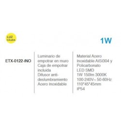 Estevez,STAIR IP54 1W LED LUZ CALIDA, ETX-0122-INO, ESTETX-0122-INO