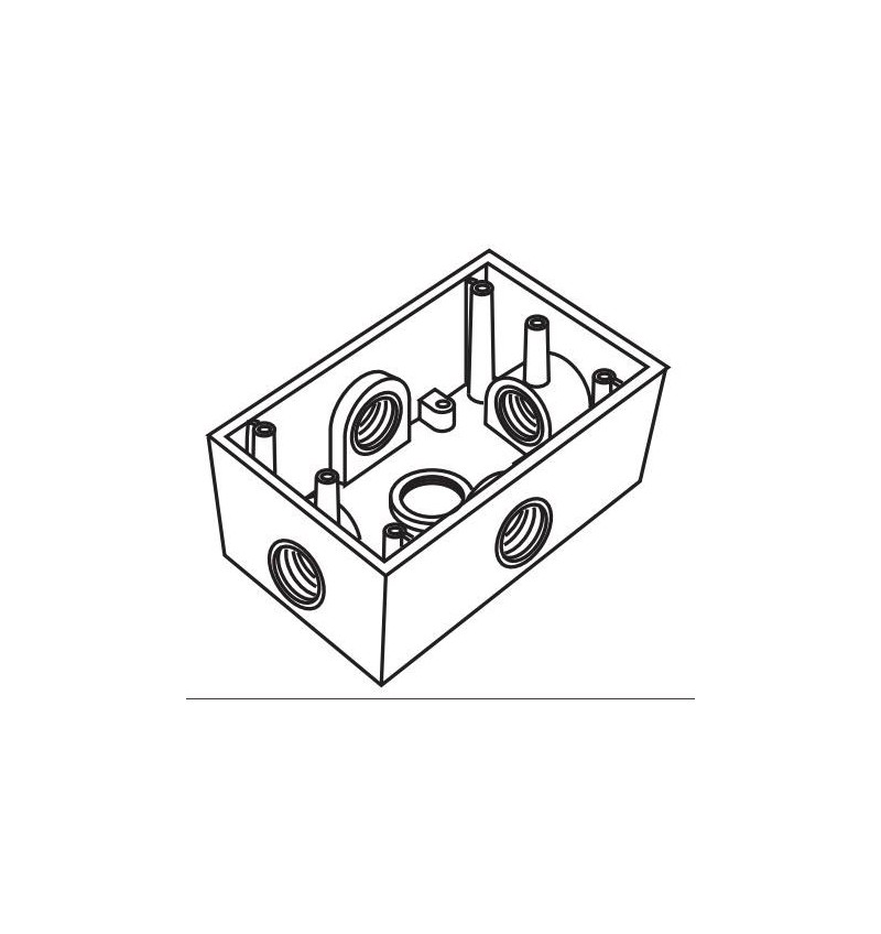 Rawelt,Caja Exterior 2X4 Ko 1/2" 5 Salidas, Tipo X,, 01.01.0285, REVRR0285