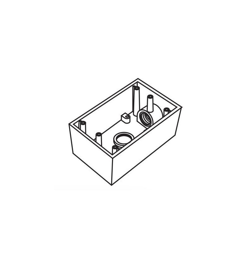 Rawelt,Caja Exterior 2X4 Ko 3/4" 2 Salidas, 1 Abajo, 1 Atras, 01.01.0508, REVRR0508