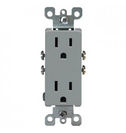 Leviton,Tomacorriente Decora Doble 15 A 125 V Gris Uso Residencial, 5325-GY, LEV5325GY