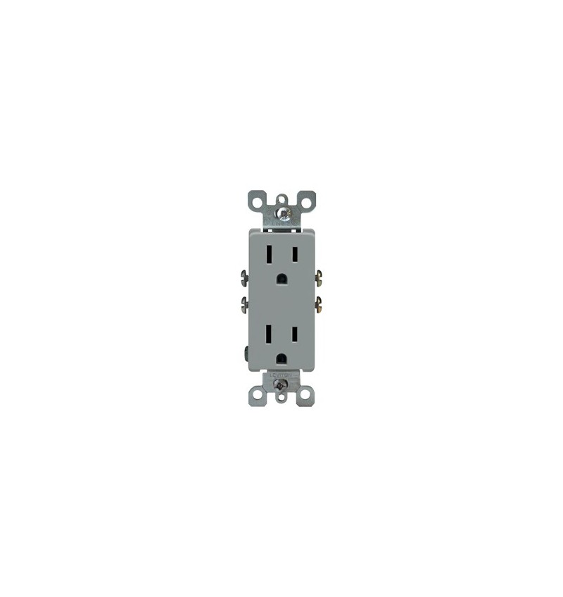 Leviton,Tomacorriente Decora Doble 15 A 125 V Gris Uso Residencial, 5325-GY, LEV5325GY