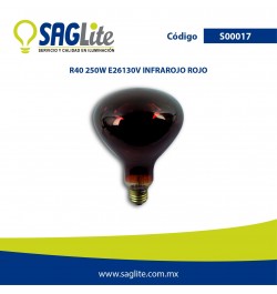 Saglite,Foco Incandescente Infrarrojo 250 W 120 V R40 E26 Rojo, S00017, SAGS00017