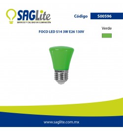 Saglite,Foco Led S14 3 W 130 V E26 Verde, S0596, SAGS00596