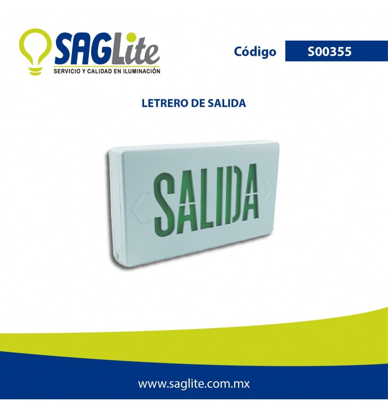 Saglite,Emergencia letrero de salida verde plastico 100 - 277V, S00355, SAGS00355