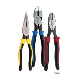 Klein Tools,Pinza para electricista paquete con 3 piezas, punta, corte y electricista, KTM0005, KLEKTM0005
